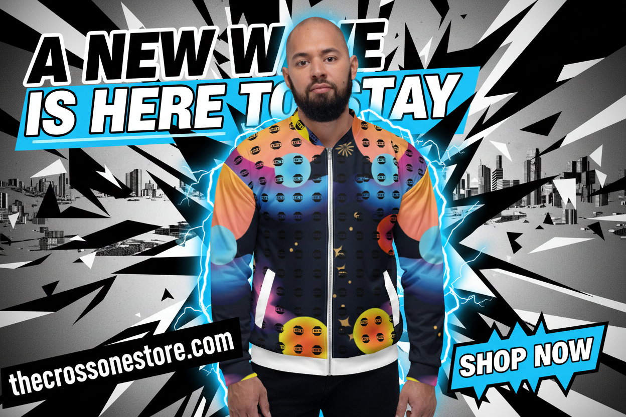 A new wave is here to stay - Bold graphic banner with store URL